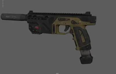 带消音器的科幻手枪 战术装备 概念手枪