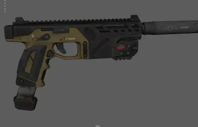 带消音器的科幻手枪 战术装备 概念手枪