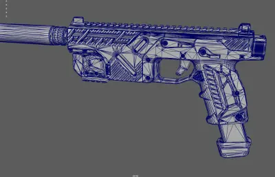 带消音器的科幻手枪 战术装备 概念手枪