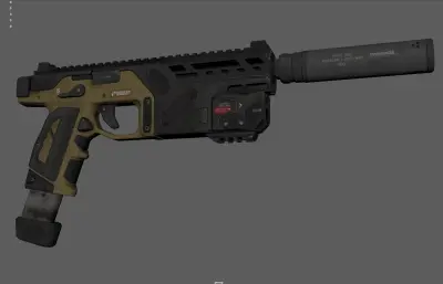 带消音器的科幻手枪 战术装备 概念手枪