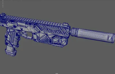 带消音器的科幻手枪 战术装备 概念手枪