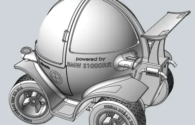 个性圆顶小汽车stp模型
