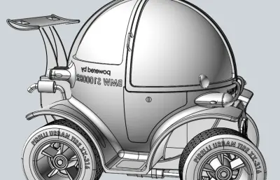 个性圆顶小汽车stp模型