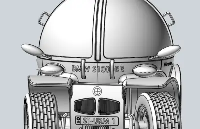 个性圆顶小汽车stp模型