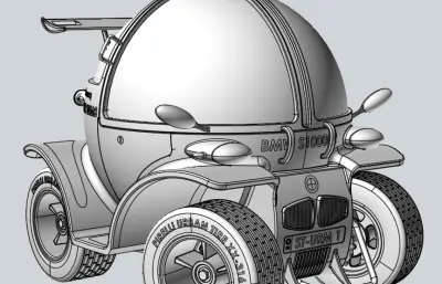 个性圆顶小汽车stp模型