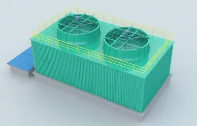 冷却塔 循环水塔 冷却设备 3D模型