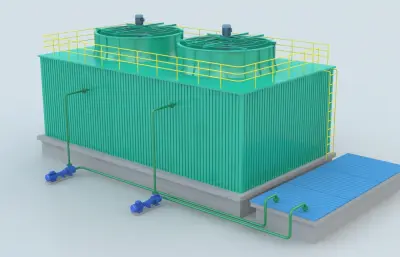 冷却塔 循环水塔 冷却设备 3D模型