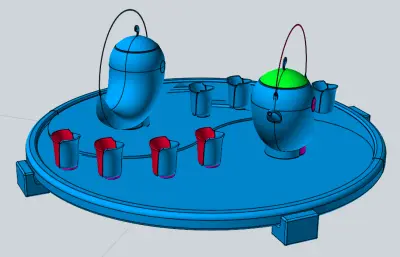 中式茶具套装stp模型