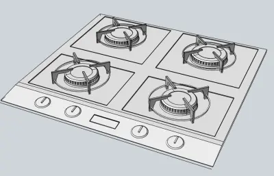 炊具四位一体燃气灶stp模型