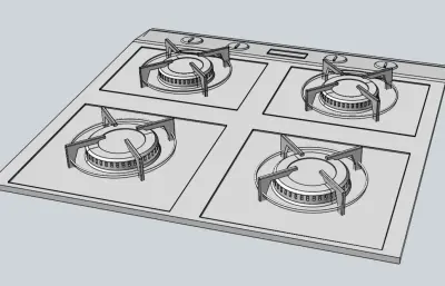 炊具四位一体燃气灶stp模型