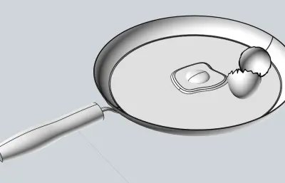 平底锅煎蛋stp模型