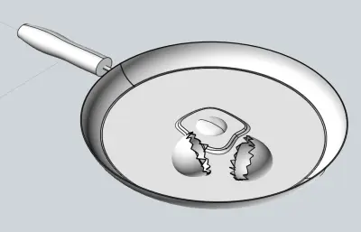 平底锅煎蛋stp模型