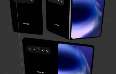 HUAWEI Pura X Max手机模型,C4D,FBX,OBJ,3DM,STP多种格式