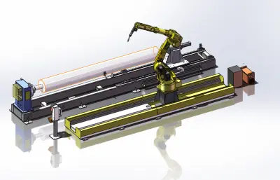 头尾式变位机 长筒焊接工装 机器人地轨工作站