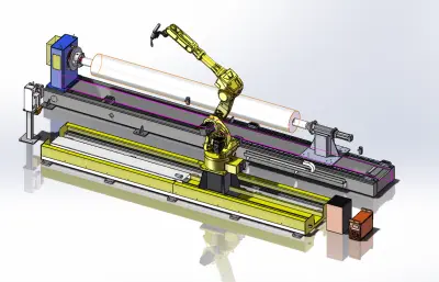 头尾式变位机 长筒焊接工装 机器人地轨工作站