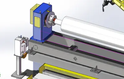 头尾式变位机 长筒焊接工装 机器人地轨工作站