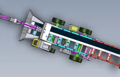 一款小型轮式扒渣机模型