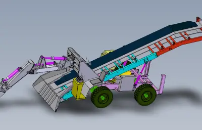 一款小型轮式扒渣机模型