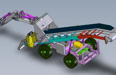 一款小型轮式扒渣机模型