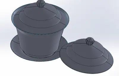 餐具茶碗 盖碗stp模型