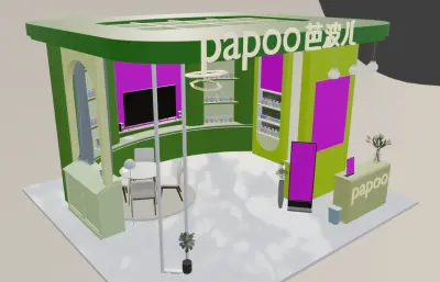 paopoo展台设计blender模型