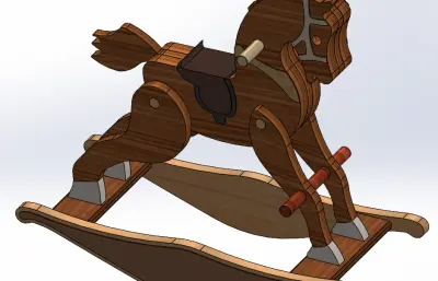 木制木马玩具 摇马solidworks模型