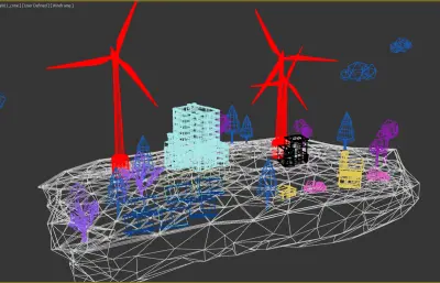 风电,光伏清洁新能源场景3dmax模型