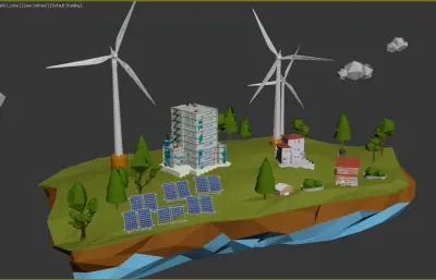 风电,光伏清洁新能源场景3dmax模型