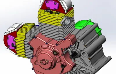 摩托气缸solidworks模型