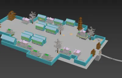 古风小镇沙盘 古镇景区3dmax模型