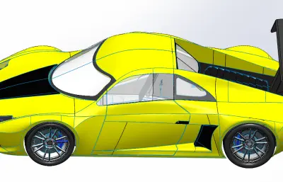 黄色跑车solidwork模型