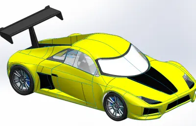 黄色跑车solidwork模型