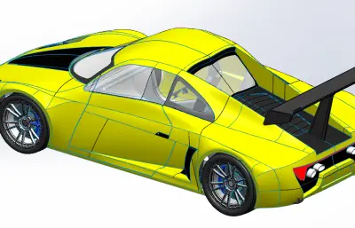 黄色跑车solidwork模型