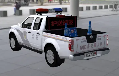 带灯牌巡逻车汽车3Dmax塌陷模型