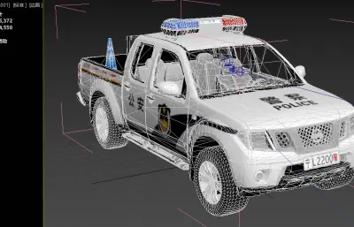 带灯牌巡逻车汽车3Dmax塌陷模型