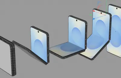 三星Galaxy z flip 8 手机C4D模型，OC渲染含贴图