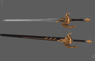 宝剑 长剑 游戏武器塌陷模型