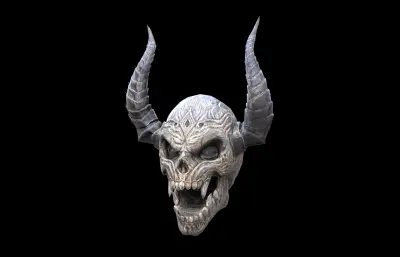 恶魔骷髅 妖兽魔鬼兽头 怪物头骨塌陷模型