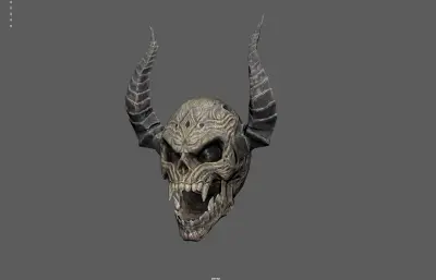 恶魔骷髅 妖兽魔鬼兽头 怪物头骨塌陷模型