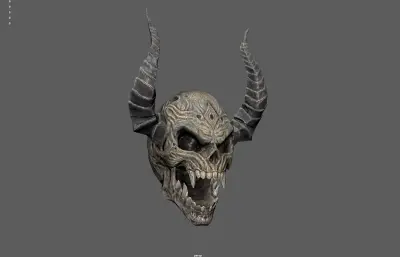 恶魔骷髅 妖兽魔鬼兽头 怪物头骨塌陷模型
