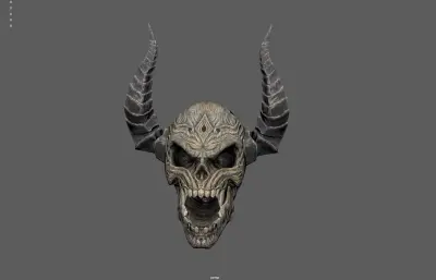 恶魔骷髅 妖兽魔鬼兽头 怪物头骨塌陷模型