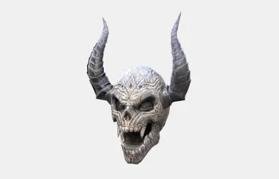 恶魔骷髅 妖兽魔鬼兽头 怪物头骨塌陷模型