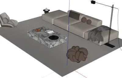 现代沙发茶几组合sketchup模型