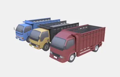 卡车 渣土车 土方车 工程车塌陷模型
