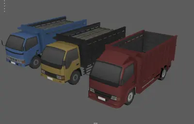 卡车 渣土车 土方车 工程车塌陷模型