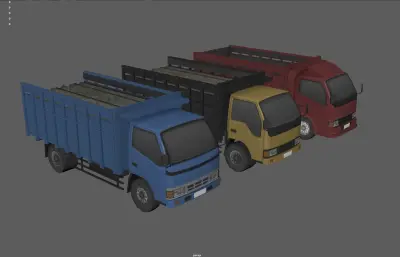 卡车 渣土车 土方车 工程车塌陷模型