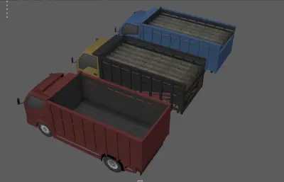 卡车 渣土车 土方车 工程车塌陷模型