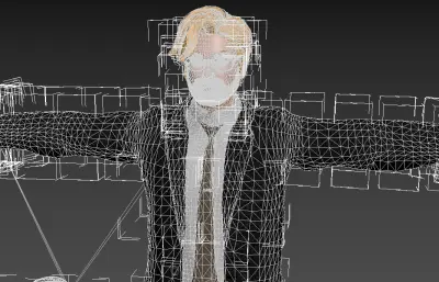 复古绅士侦探 3D 角色模型 完整骨骼绑定带混合表情