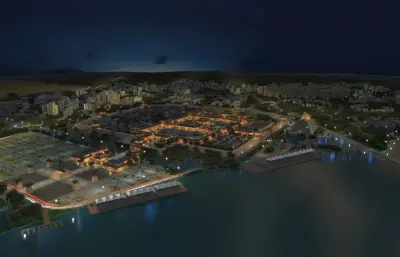 影视城全景,影视城大夜景,包含影视动画