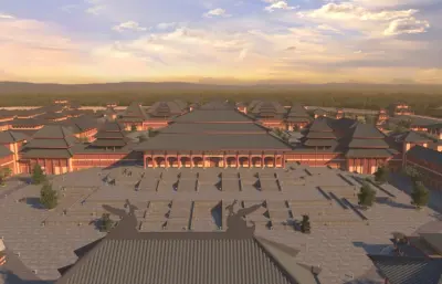 影视城之鸟瞰平推镜头动画3dmax模型